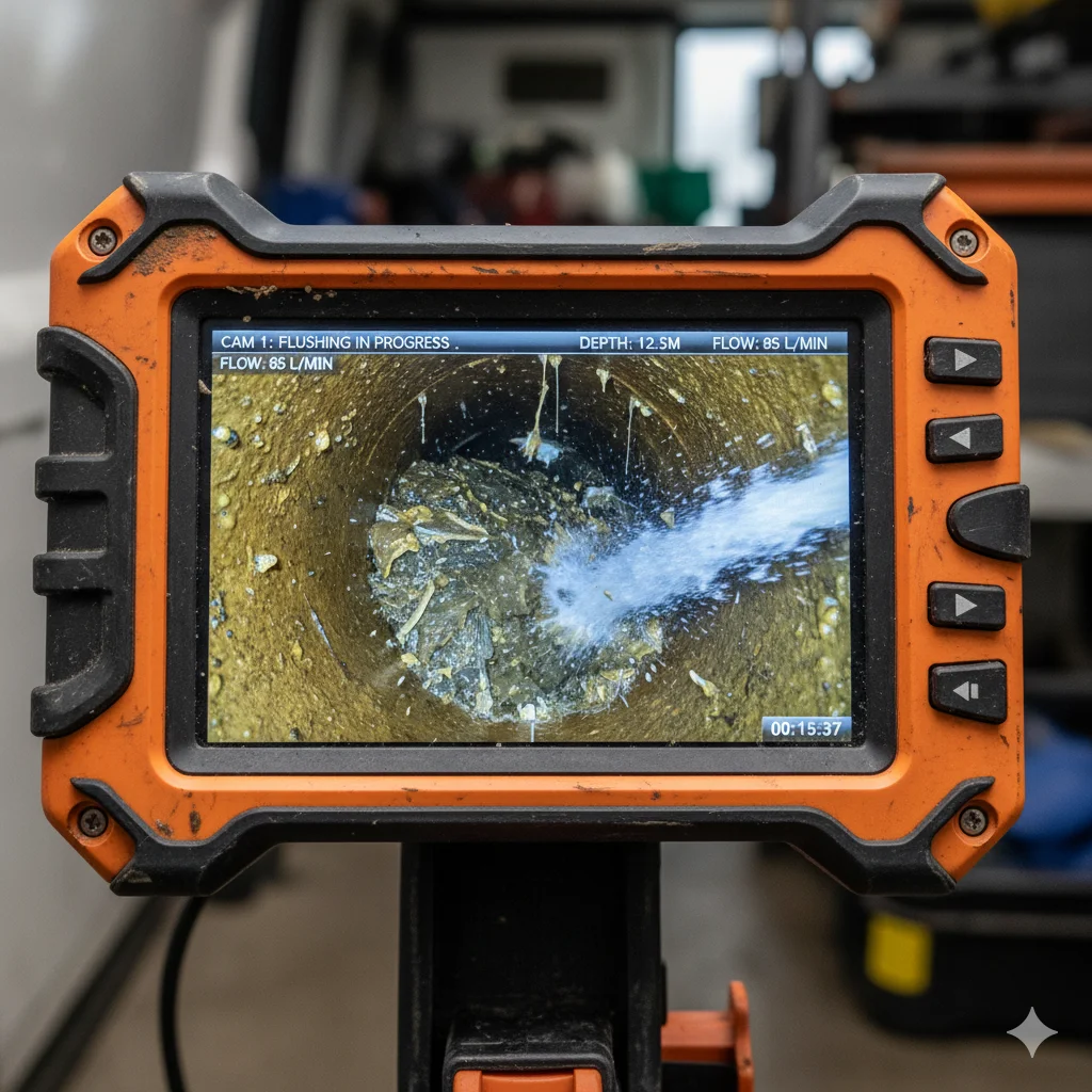 Technicien Sanitaire Cologny effectuant un débouchage professionnel de canalisation
